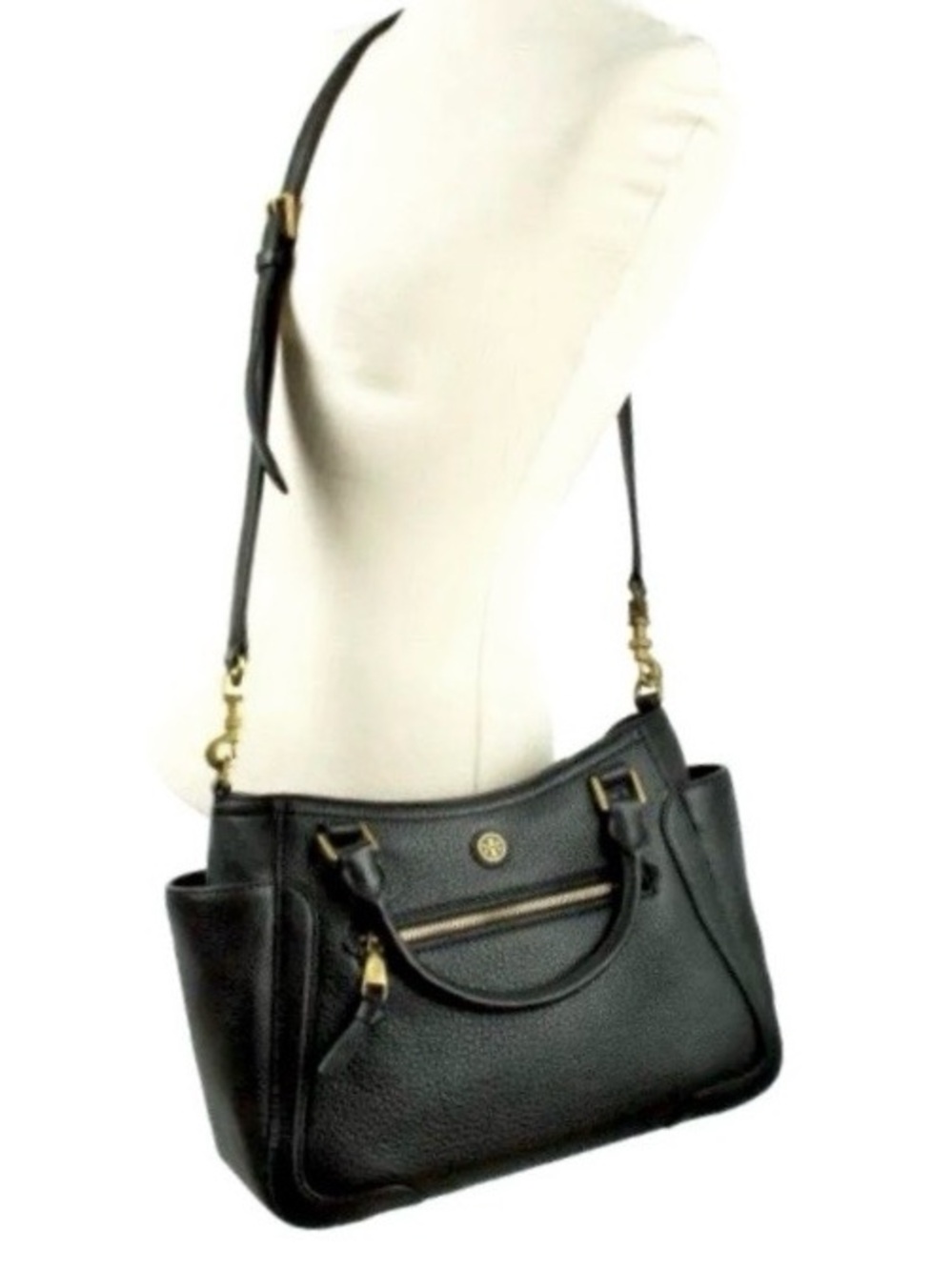 EUC TORY BURCH FRANCES PEBBLED LEATHER TWO HANDLE CONVERTIBLE CROSSBODY SATCHEL - Picture 7 of 14